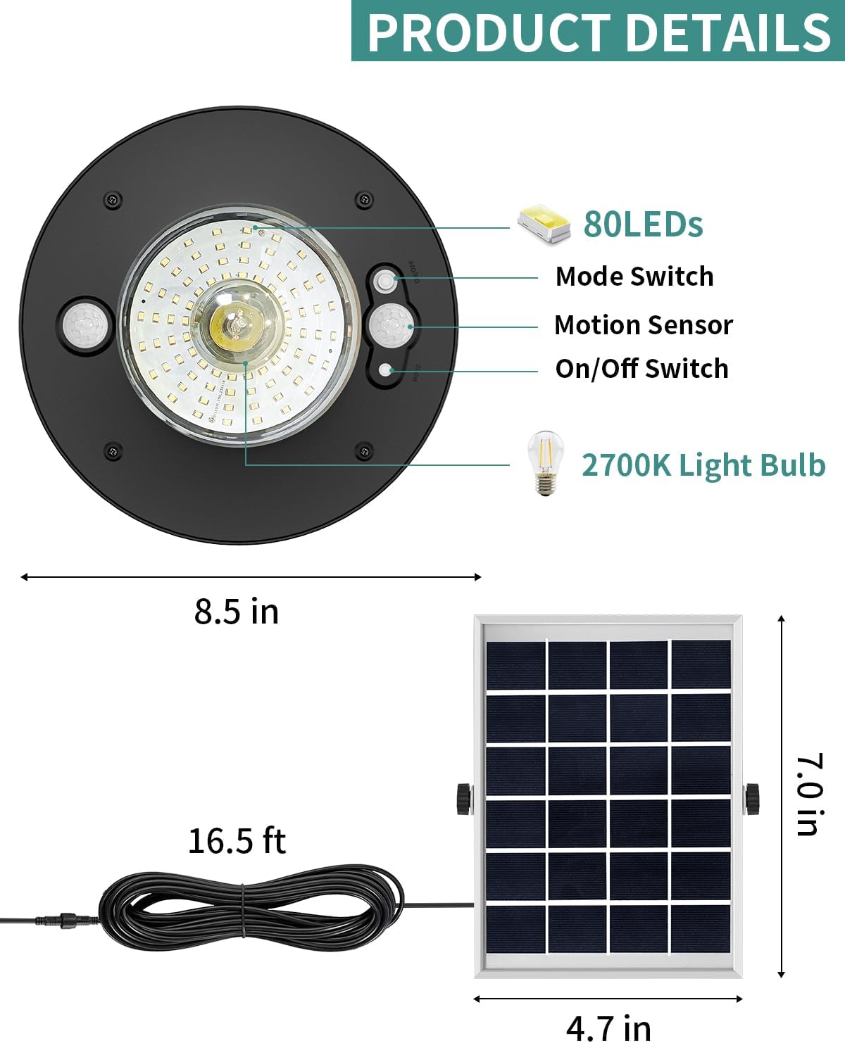 AEQ Solar Shed Light Outdoor Indoor 3000LM Solar Lights Daytime Available with Remote Control, Double Motion Sensor & 5 Lighting Modes, Solar Indoor Lights for Gazebo, Shed, Garage, Barn 2Pack