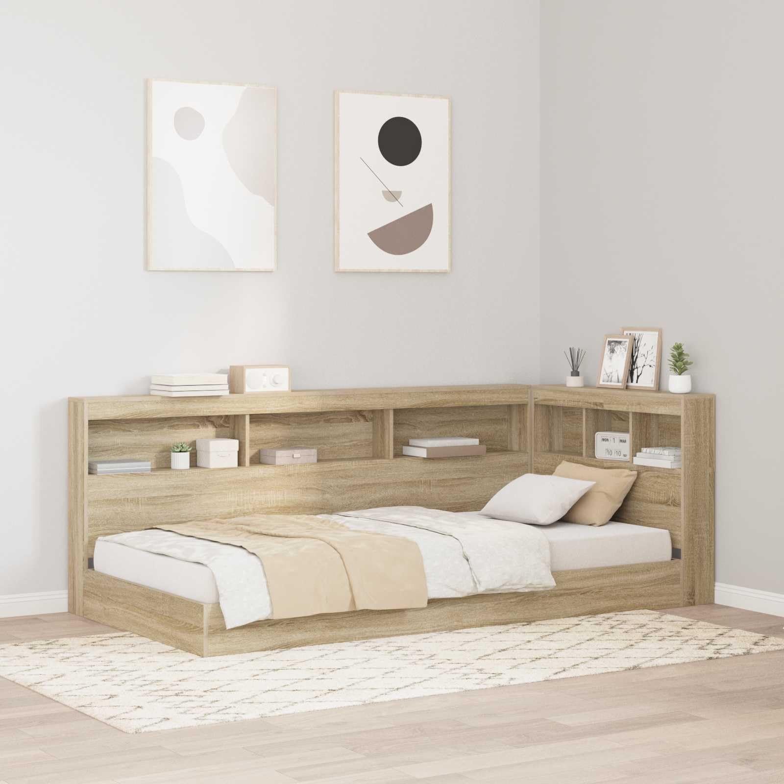 Tête de lit de Rangement Chêne Sonoma Bois d'ingénierie,Têtes et Pieds de lit,3335463