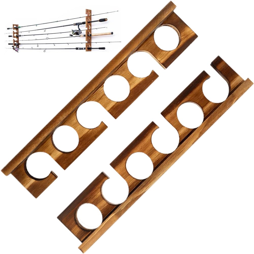 Équipement de pêche de garage support de canne à pêche en bois mural horizontal 12
