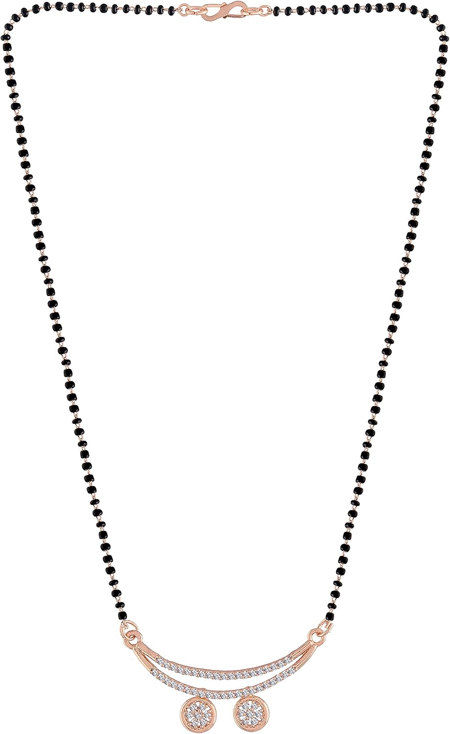I Jewels Indian Wedding Bollywood Designer Single Black Beads Line CZ AD Mangalsutra For Women (D070-81)