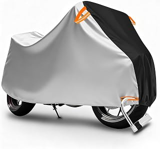 D-Lumina Motorcycle Cover Outdoor Indoor Waterproof Motorcycle Cover Polyester 210D Anti-Theft Universal Protection For Most Motorcycle Scooter Vespa Etc.(96.5X41.5X125cm) XL
