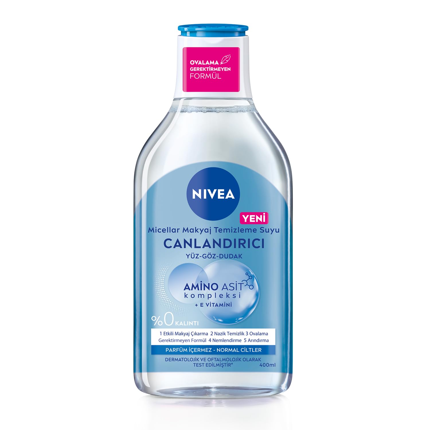 NIVEA 5in1 Canlandırıcı Micellar Makyaj Temizleme Suyu Normal Ciltler, 400 ml, Yüz Temizleyici