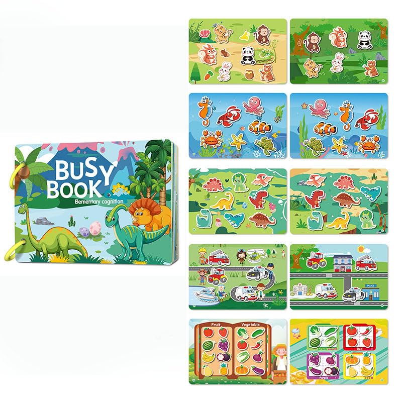 Preschool Sensory Book - Reusable Montessori Quiet Book for Toddler Activity & Education - Sticker Book for 3+ Years Old Boys & Girls (Primary cognition)