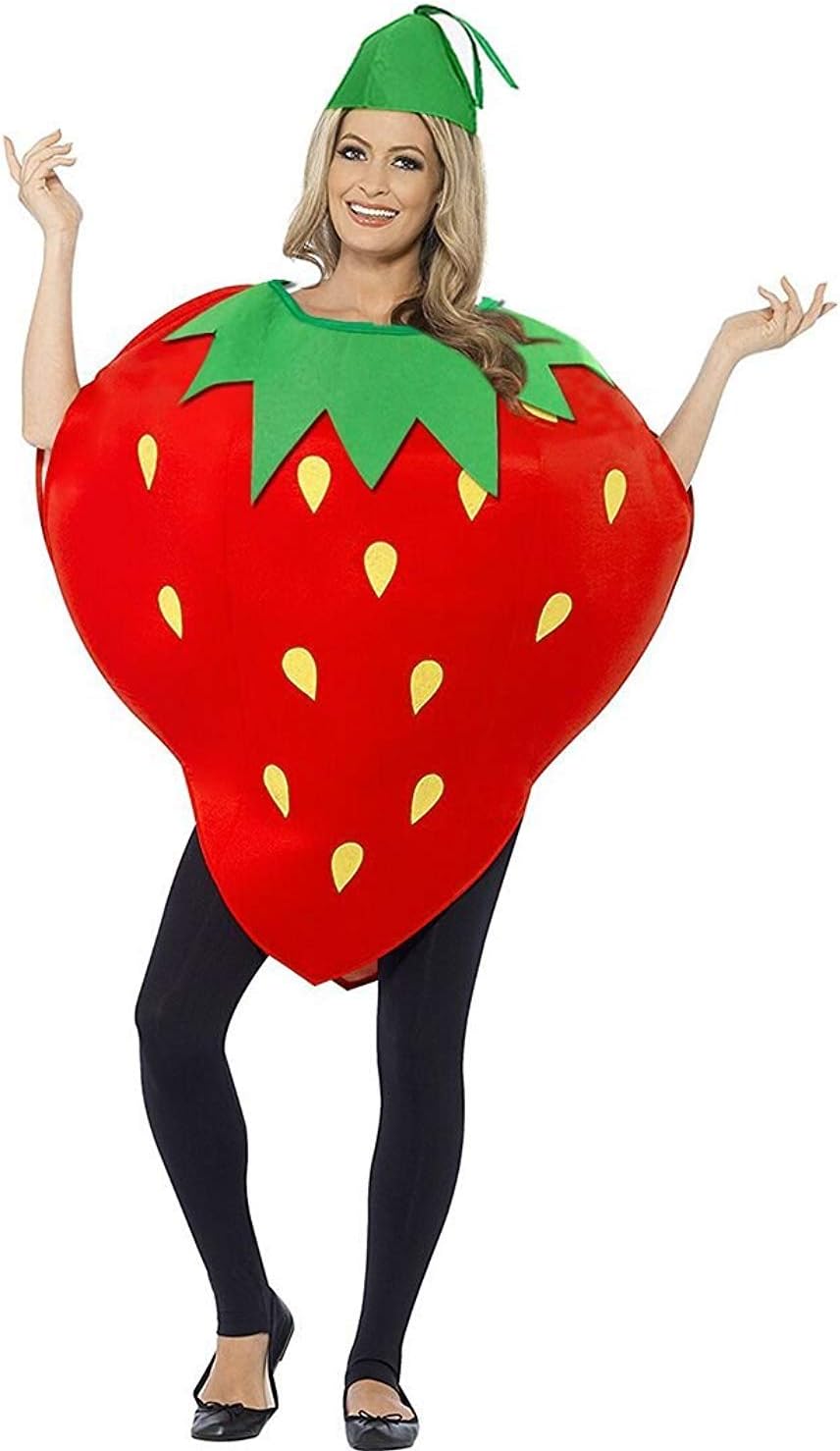 La moriposa Unisex Halloween Pumpkin Strawberry Moon Costume Dress Set Fruits Costume Suit with Hat