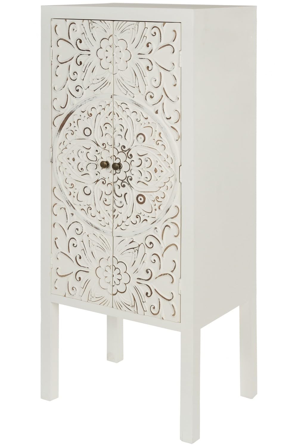 Schrank Felicitas FSC-Zertifiziert H:127 cm B:53cm T:39cm | Kommode mit 2 Türen | Regalschrank für Büro, Flur & Wohnzimmer | nachhaltiges Holz, vielseitig, modernes Shabby Chic Design