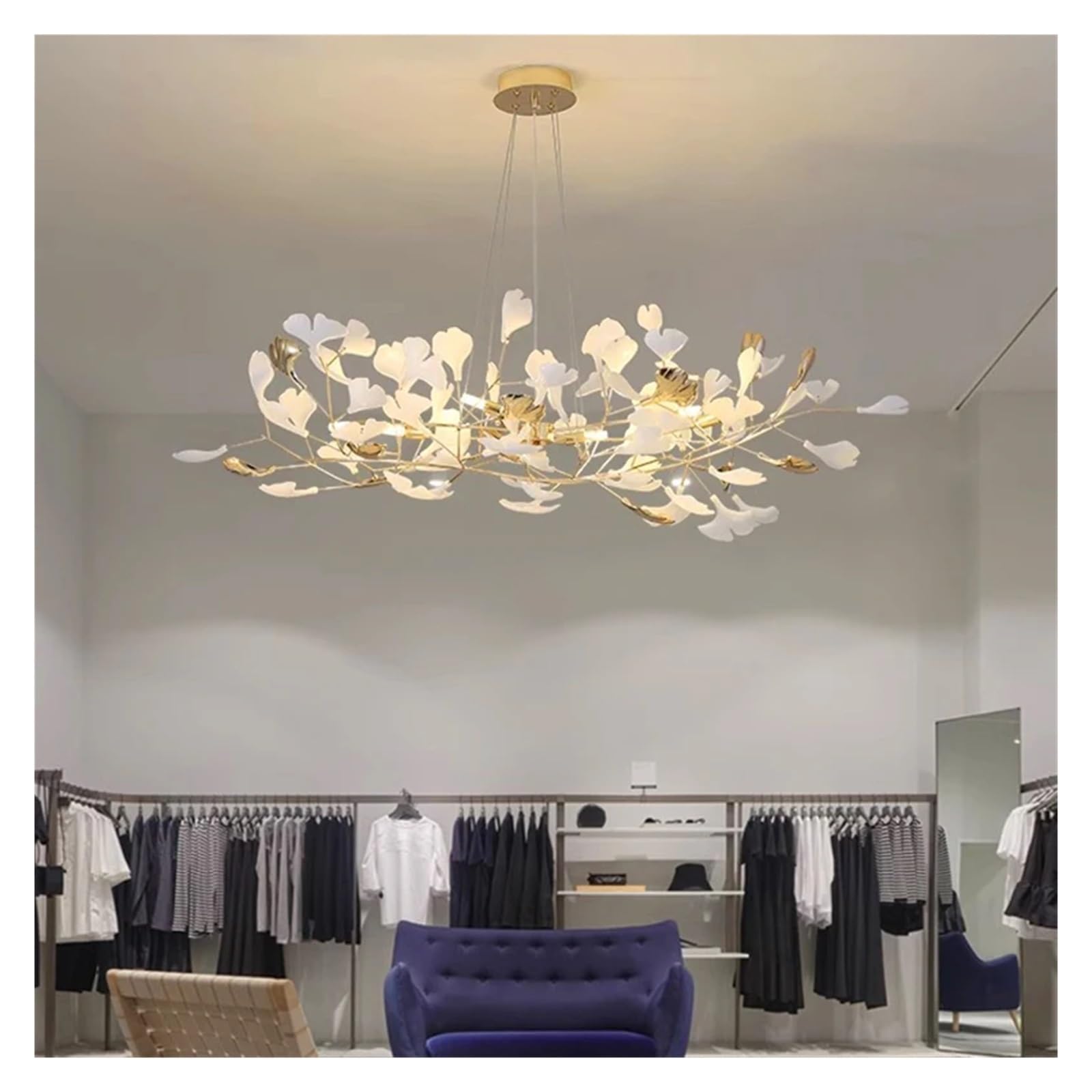 Lampada a Sospensione per Sala da Pranzo, Arredamento per la casa, Illuminazione per Interni, lampadario a Sospensione, lampadario, Compatibile con Soggiorno, Lusso (Lungo, Diametro 80 cm)