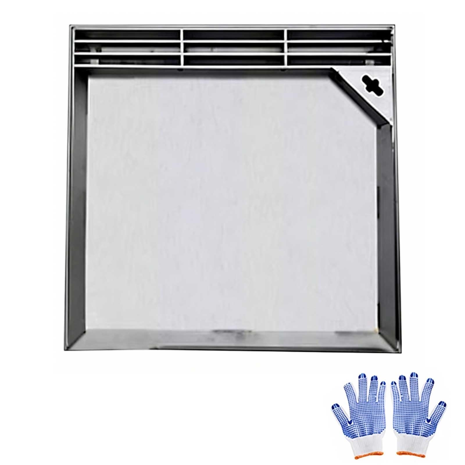 Coperchio del Tombino Rettangolare Invisibile in Acciaio Inox, Coperchio per Fossa Settica con Foro di Drenaggio e Foro di Sollevamento per Giardino, Vialetto(60x60cm/24x24in)