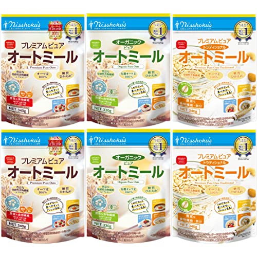【セット品】 日食 オートミール 人気 アソート セット (プレミアムピュア340g、トラディショナル340g、オーガニック330g 各2袋 計6袋)のサムネイル