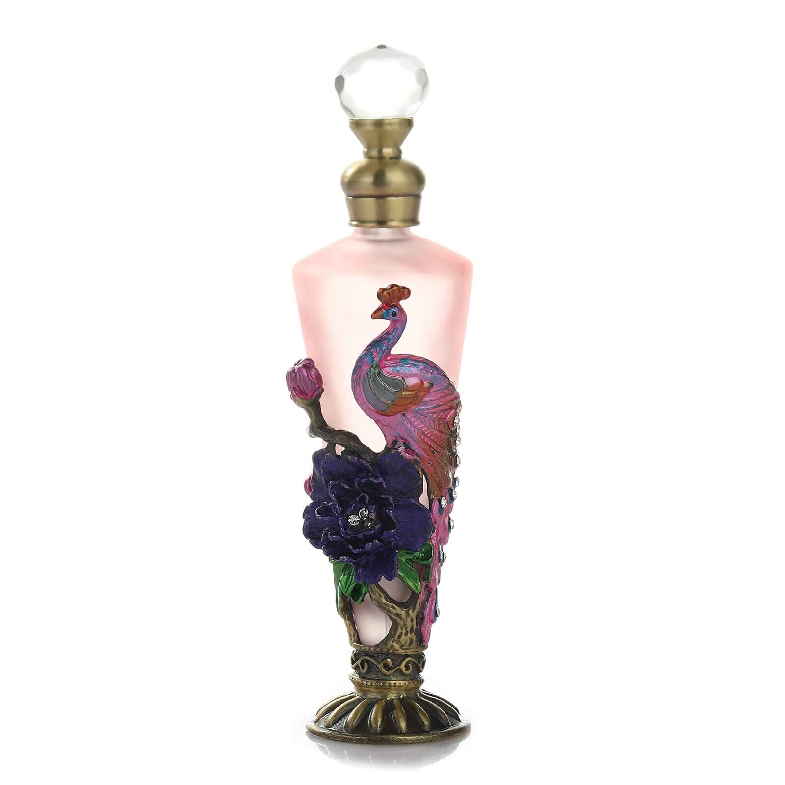 Yetaha 30ML Pink Vintage Refillable Bejeweled Flower Essential Oil Bottle Fancy decorative old fashioned design perfume bottle for living room bedroom decor birthday gift
