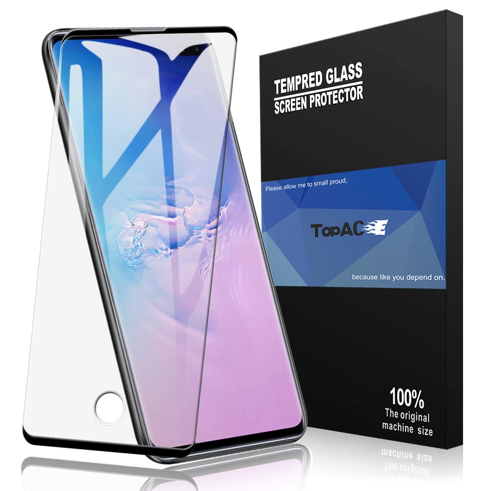 for Samsung Galaxy S10 Plus Screen Protector, Tempered Glass[Compatible with in-Display Fingerprint Sensor][Touch Sensitive][Case Friendly] Compatible for Samsung Galaxy S10 Plus (Black)