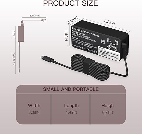 Miniatura 4 de Cargador universal para portátil USB C de 65 W para Lenovo ThinkpadYogaChromebook, HP Chromebook 14, Acer, Dell LatitudeXPS, Samsung, ASUS - Cable