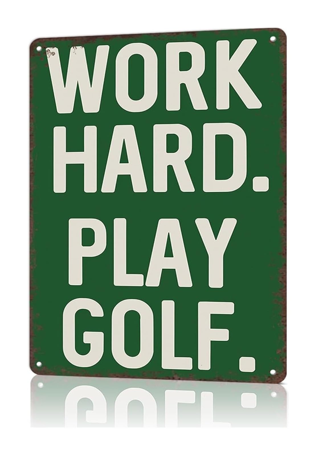 IDGTTLDF Vintage Golfer Sign Work Hard Play Humorous Metal Wall-Art for Garage Man Cave Home Office (8 X 12 in)