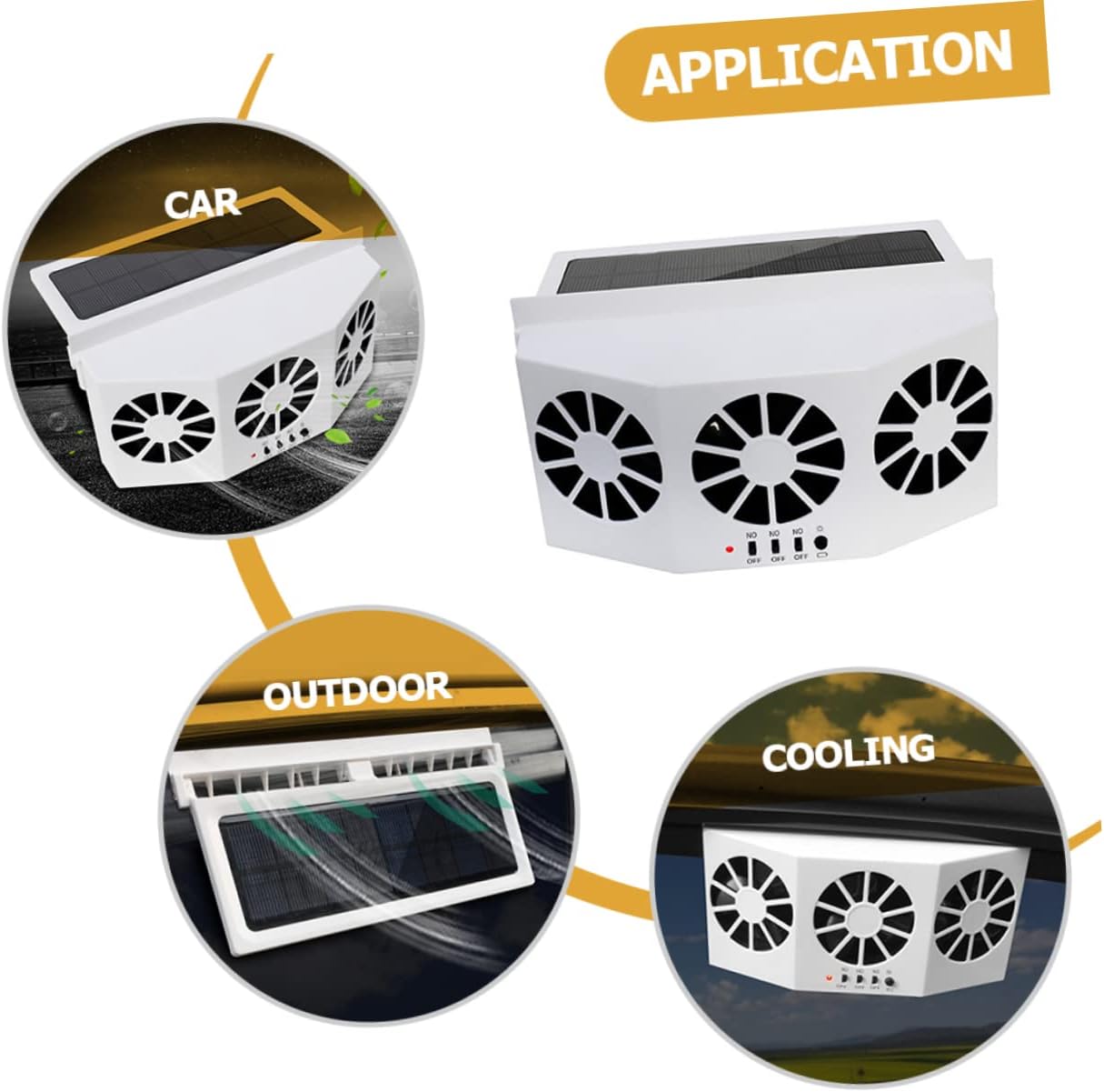 Car Solar Exhaust Fan Ventilation for Cars Energy-saving Cooling Fan to Eliminate and Hot Air for Parked Vehicles and Pet Owners Model