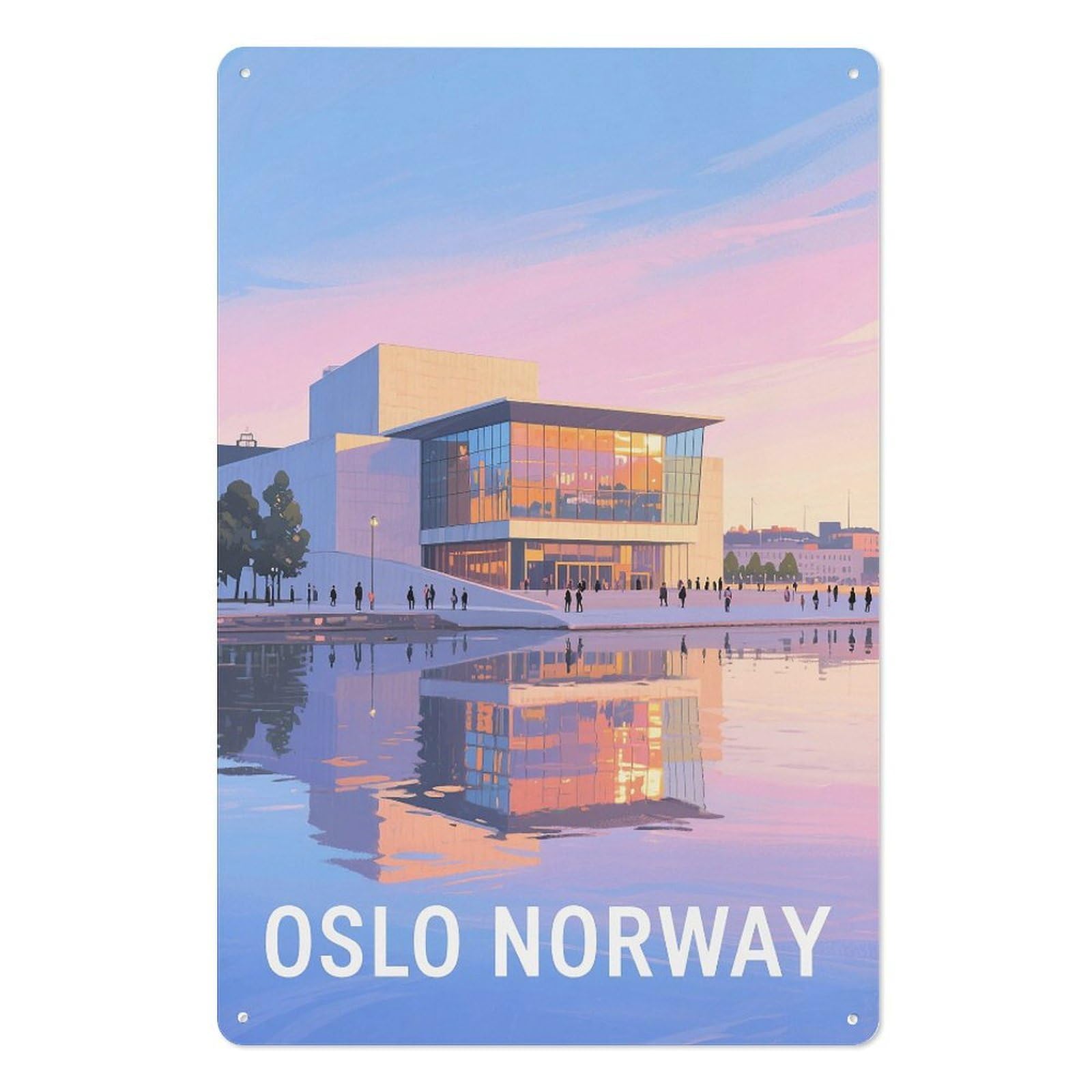 Oslo Norway Retro Design Tin Paintings Vintage Tin Sign 08x12inch(20x30cm) Wall Art for Home Office Bedroom Living Room Cafes Wall Decor