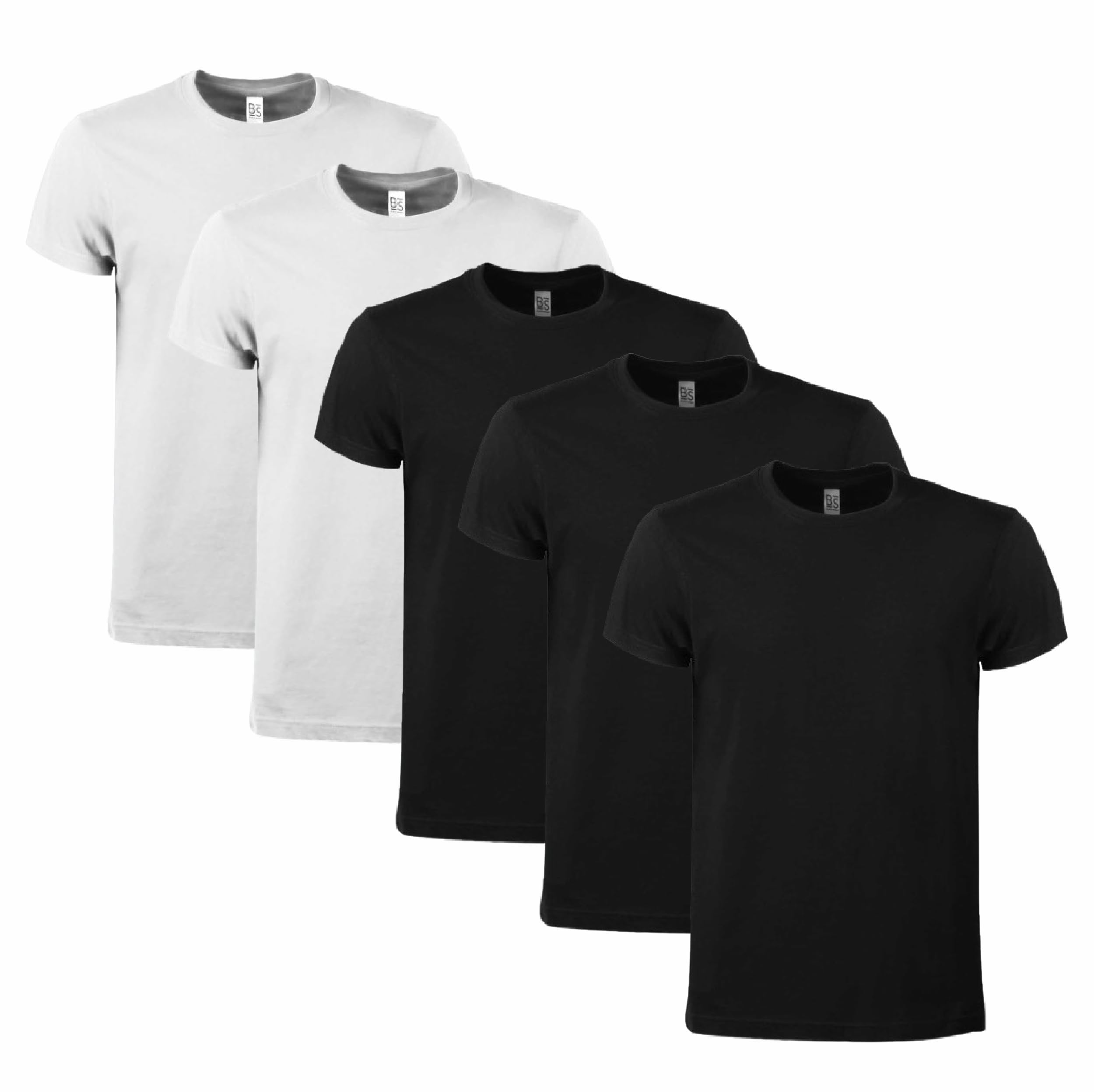 fashwork Confezione 5 T-Shirt Uomo Cotone - Magliette Maniche Corte Casual vestibilità Slim - Morbide, Traspiranti e Resistenti per Sport, Palestra e Quotidiano - Colori Assortiti