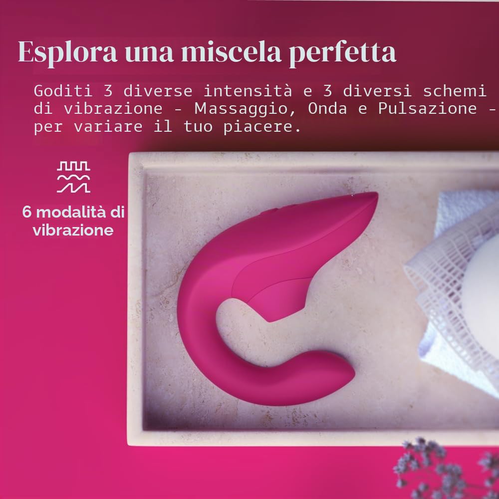 Womanizer Blend Vibratore Rabbit Stimolatore Doppio, Stimolazione Clitoridea Pleasure Air, Vibrazione per il Punto G e Risucchio del Clitoride, Sex Toy per Donne, Impermeabile e Ricaricabile - Magenta
