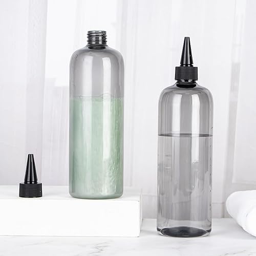 Miniatura 9 de driew Botellas aplicadoras para el cabello, botella transparente de 16.9 onzas para líquidos, punta superior, tapa aplicadora de color, botella