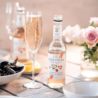 Luscombe - Damascene Rose Bubbly (12 x 27cl) - Dartmoor Spring Water, Damascene Rose Petals, Muscat Grape & Sicilian Lemon Juice, All Natural Organic Ingredients, Vegan & Gluten Free