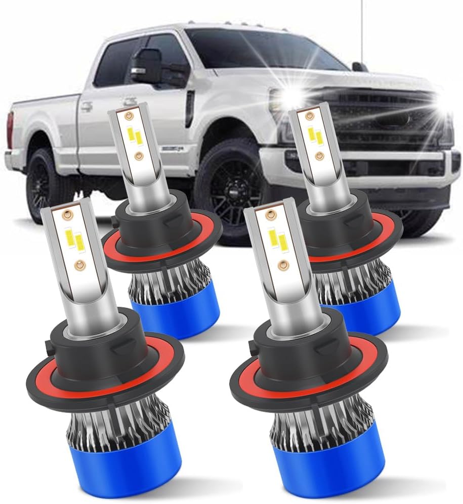 Compatible with Ford F250 F350 F450 Super Duty 2005-2022 Light Bulbs,9008/H13 High Beam 9008/H13 Low Beam Lights Combo,6000K White Light with Cooling Fan, Plug-N-Play, 4-Pack