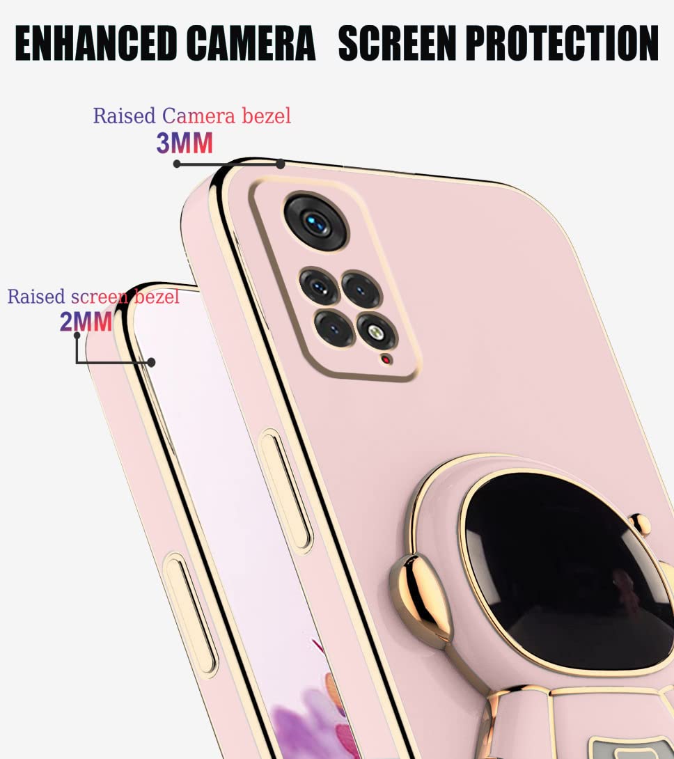 Wousunly Compatibile con Cover Xiaomi Redmi Note 11 Pro Silicone TPU Antiurto,Custodia Xiaomi Redmi Note 11 Pro 5G con Supporto Astronauta 3D Sottile Anti-Graffio Case (Nero