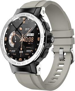 JXFY Smart Watch Waterproof Women Men Watches 1.28 Inch HD Touch Screen Activity & Fitness Trackers with GPS Track Incoming Call Pedometer 24 Sports Modes Alarm Clock Stopwatch,Gold(Silver)