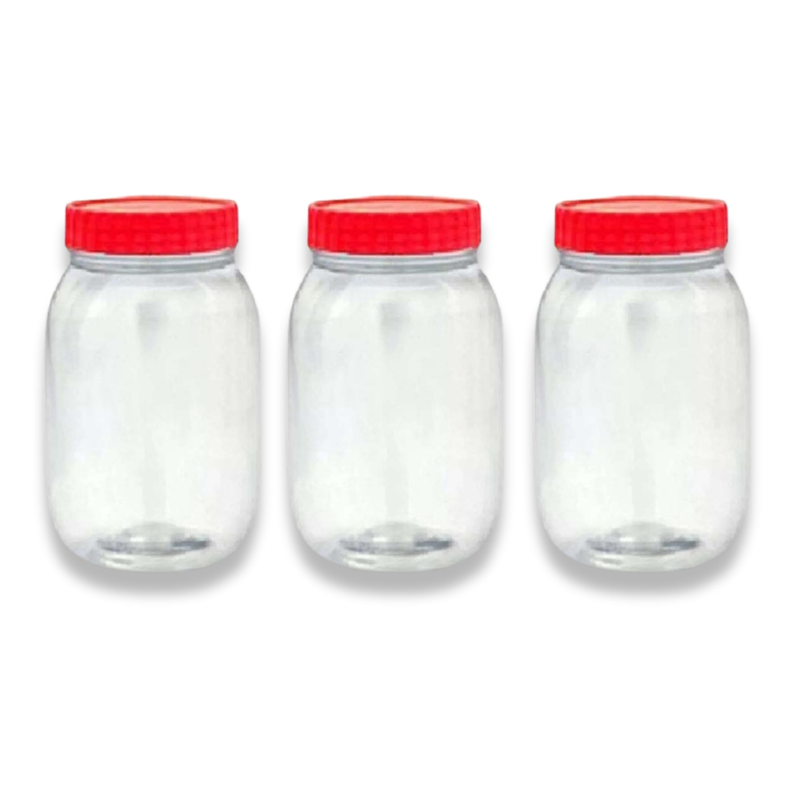 QUANTA Plastic Jars with Lids – Clear Storage Containers – Airtight, Stackable, BPA-Free Container Jar for Spices, Sweets, Crafts, Dog Treats – Reusable & Durable (3, Clear/Transparent, 1000ml)