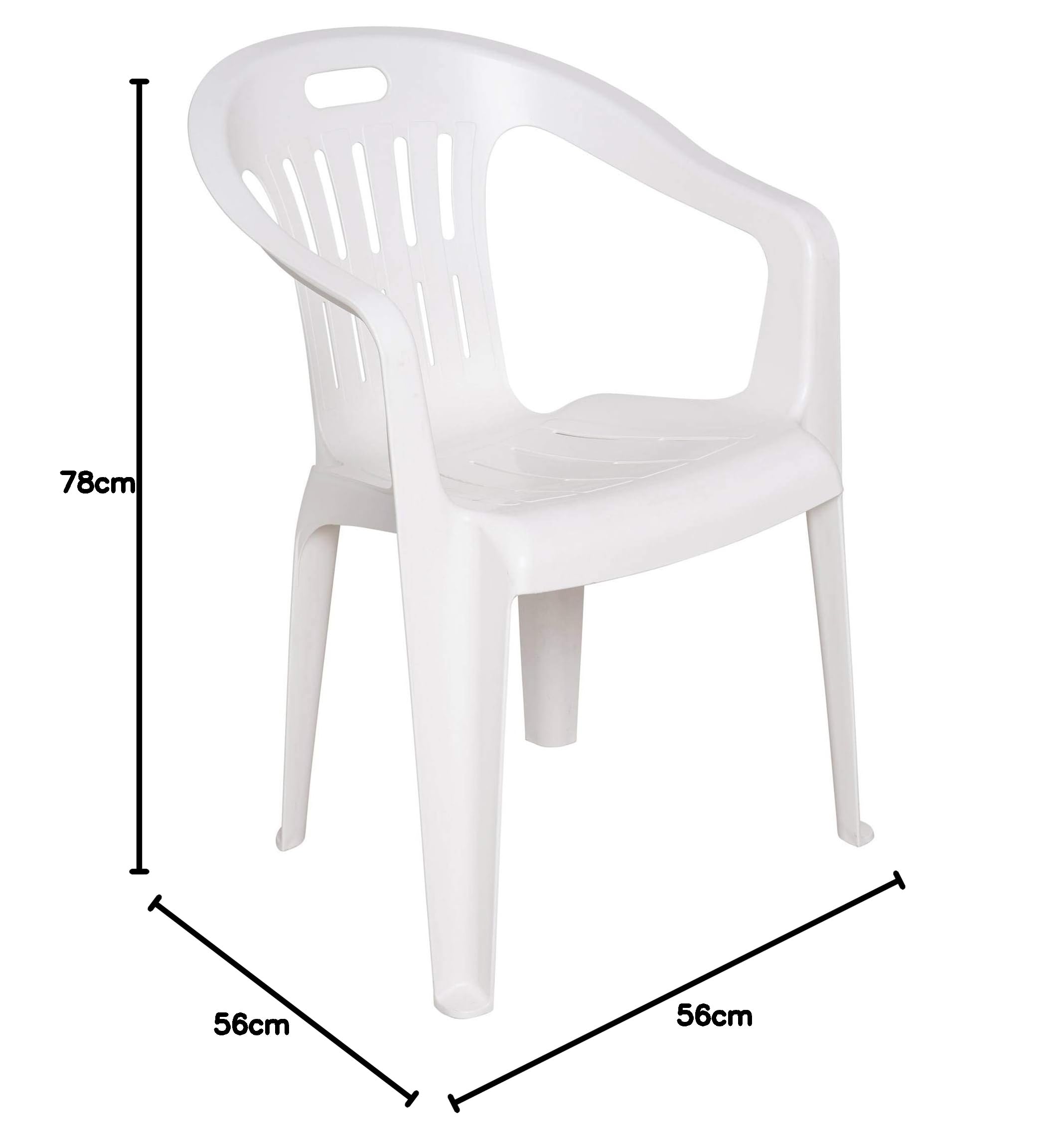 Dmora Set di 4 Sedie impilabili Schienale Basso con braccioli, Made in Italy, 56 x 55 x 78 cm, Color Bianco