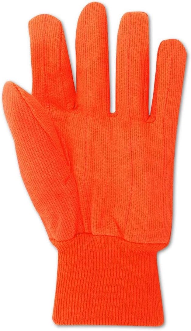 MAGID MultiMaster Double-Palm Canvas Gloves with Knit Wrist, 12 Pairs, Size 10/XL, Bright Orange, 795JKWNL