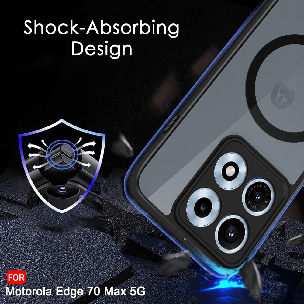 TheGiftKart Hybrid Shockproof Back Cover Case for Motorola Moto Edge 70 Max 5G | Hard Back Cover Case for Motorola Edge 70 Max (PC & TPU, MagSafe Compatible, Translucent Smoke Matte Back, Black Sides) — Amazon image 5