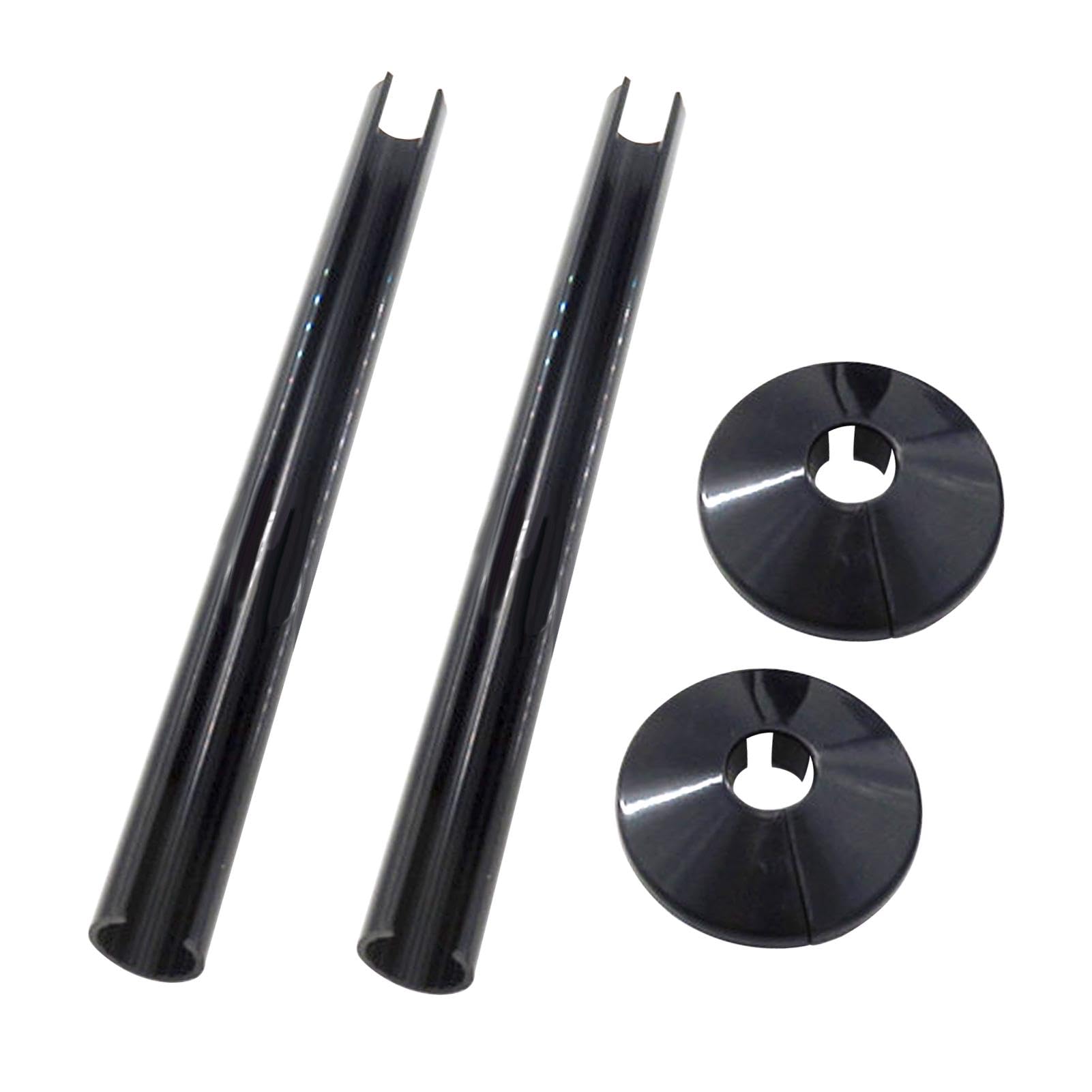 2 Pack Radiator Pipe Covers, Black Effect Radiator Pipe Collar & Shroud Kit, 15mm x 200mm Matt Radiator-Pipe Covers and Collars for Finishing and Protecting Pipes Holes