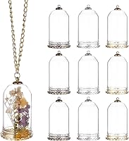 BENECREAT 12 Sets 1.8x1 Inch Clear Hollow Glass Tube Vial Pendants with 3 Color Metal Bases for DIY Necklace Jewelry Making