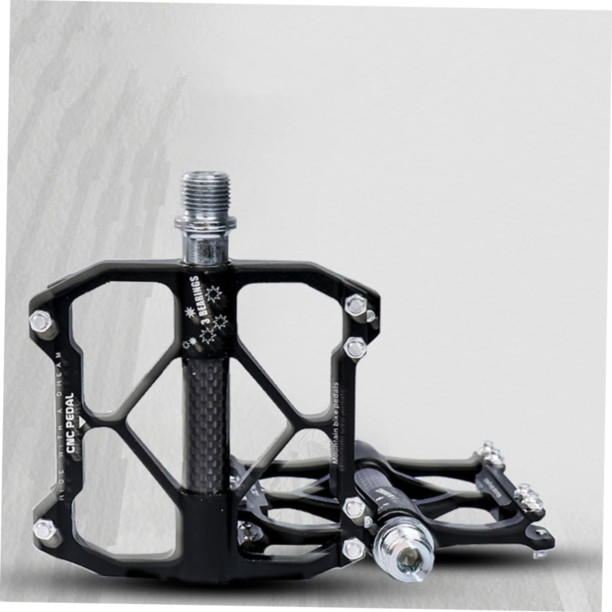 1 Paar Pedale aus Aluminiumlegierung mit Lager für Mountainbike | Drei Lager, Schwarz, Rutschfeste Pins für Ruhiges Fahren, Fahrradersatzteil für Trekking und Zubehör