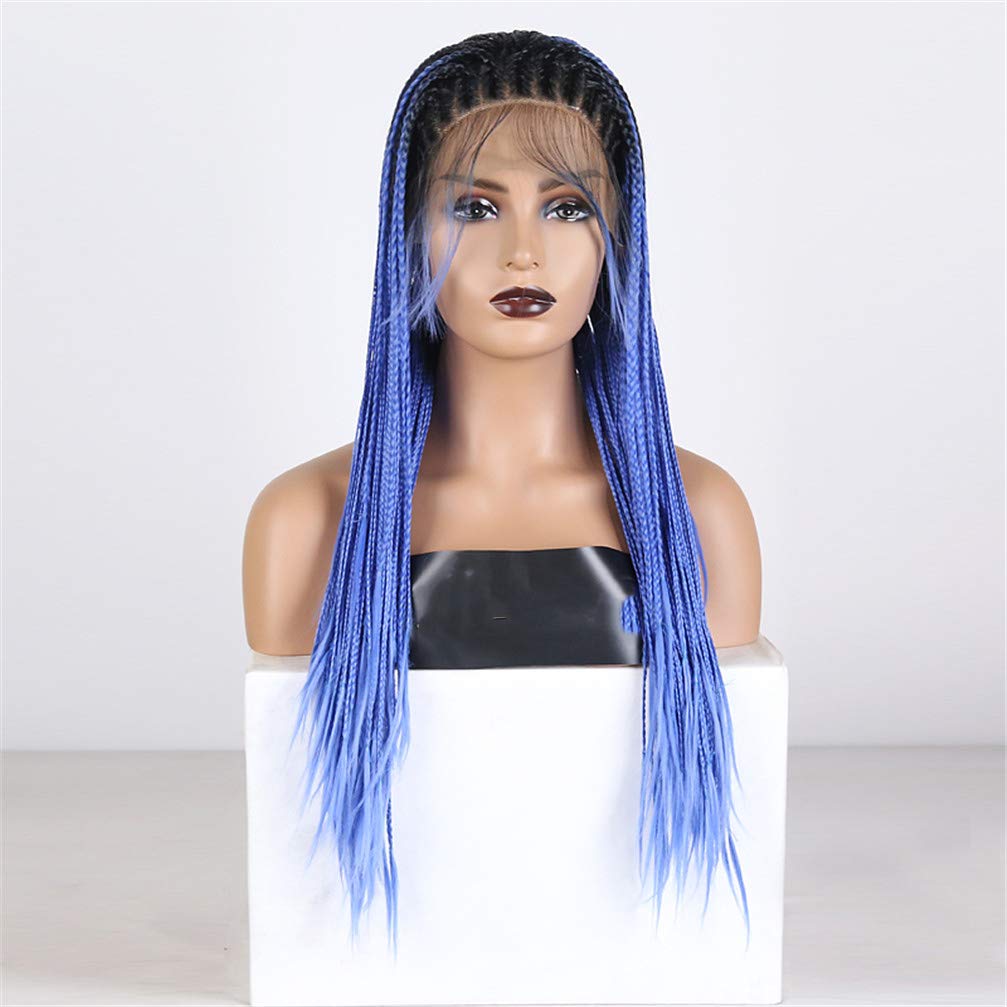 Perruque synthétique avant de lacet avec box braids ombré rouge pour femme