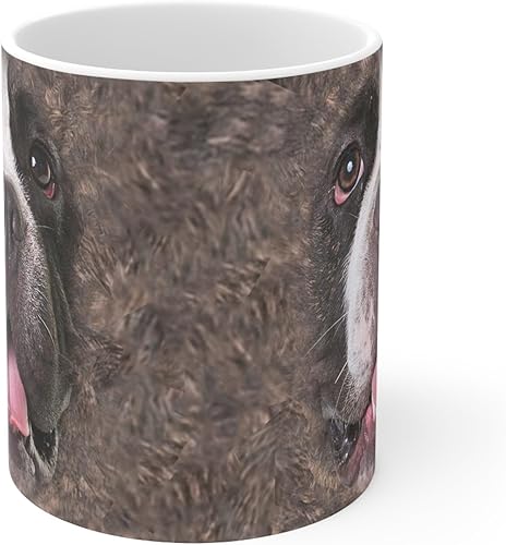 Miniatura 2 de Lovesout Funny Gifts - Taza de café de cerámica blanca con diseño de perro matón americano a rayas, 11 onzas