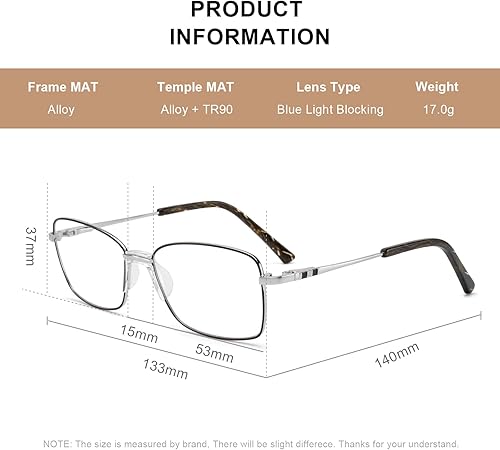 Miniatura 4 de RB.Pilot Lentes de lectura con bloqueo de luz azul, lectores de bisagra de resorte para mujer, filtro antideslumbrante, anteojos ligeros