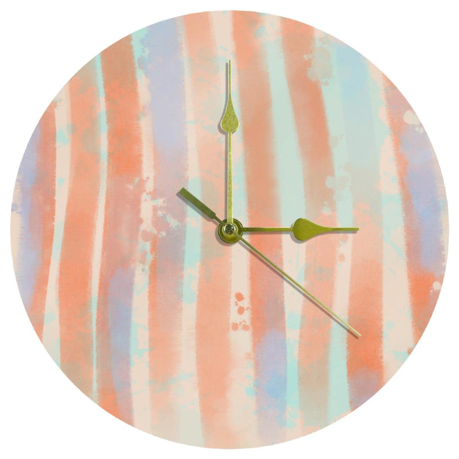 Horloge murale silencieuse à quartz 25cm sans tic-tac cadran texture pierre acrylique ronde