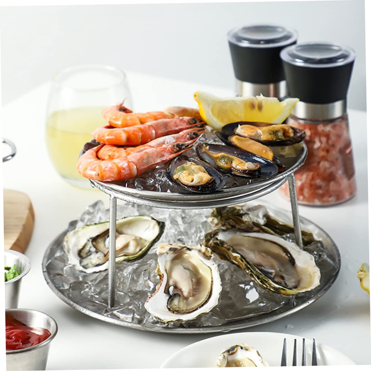 Gatuida 2pièces Support De Plateau à Fruits De Mer Acier Inoxydable Support Multifonction Pour Cuisine Et Restaurant Pour Grillades Et Service De Snacks Rack Résistant Aux Déformations