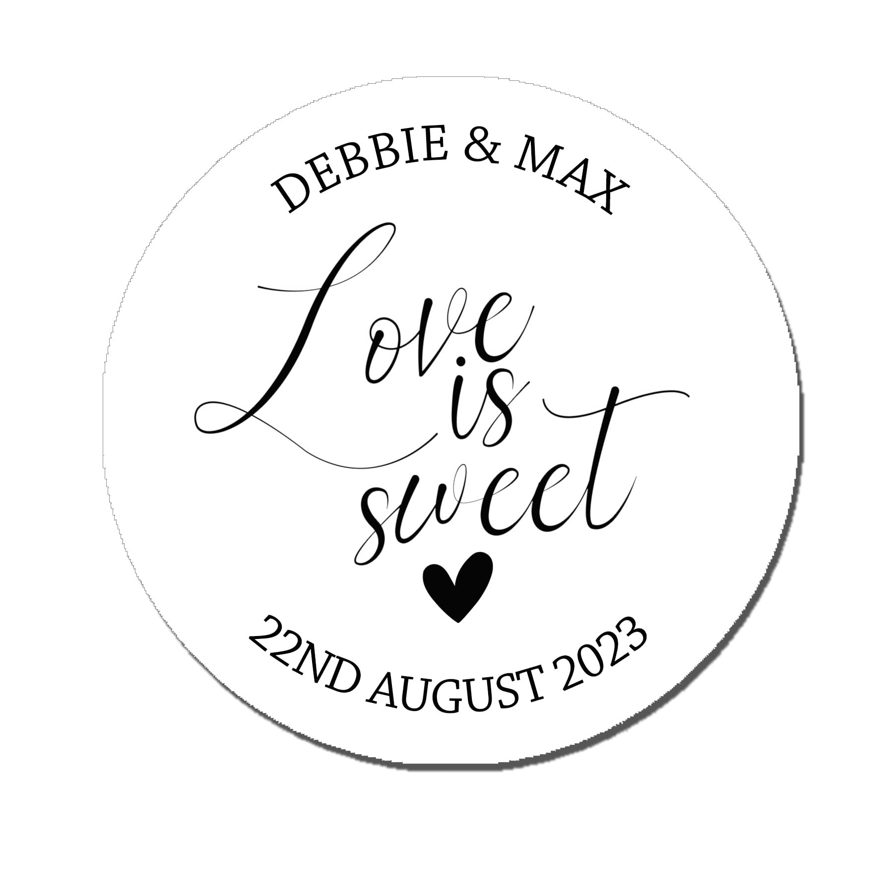 Treasured Forever White 35 X Personalised Love Is Sweet Wedding Floral Effect Favour Round Stickers (37Mm) (White)