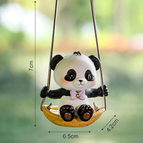 Miniatura 7 de Surakey Lindo colgante de coche con diseño de panda oscilante para espejo retrovisor interior de automóvil, accesorio para colgar, decoración de