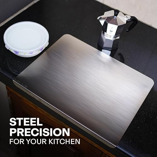 Miniatura 3 de Tabla de cortar de acero inoxidable para cocina, grado alimenticio 304, adecuada para carne, frutas, verduras y pan, tablas de cortar de gran tamaño