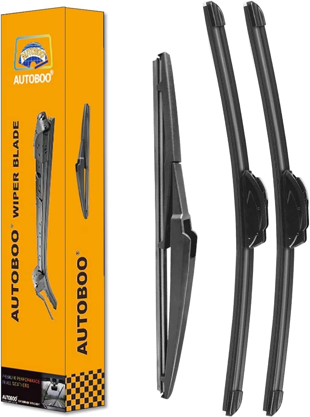 AUTOBOO 26"+20" Windshield Wipers with 12" Rear Wiper Blade Replacement for Toyota Highlander 2019 2018 2017 2016 2015 2014 2013 2012-2008-Original Factory Quality (Pack of 3)