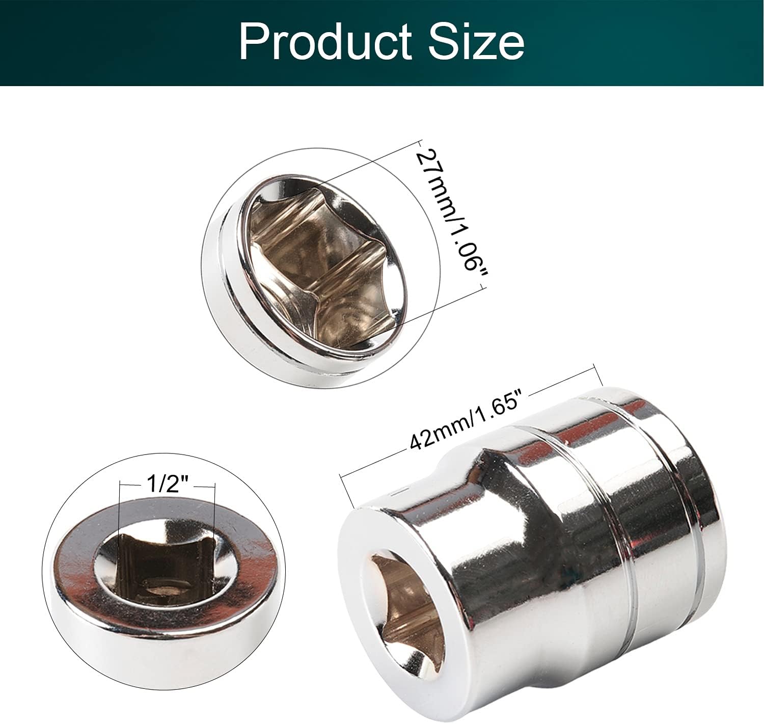 6-Point Shallow Socket Set 1/2" Drive Metric Standard Cr-V Impact Socket Set External Torx Star Sockets for Mechanic 42x27mm 1pcs