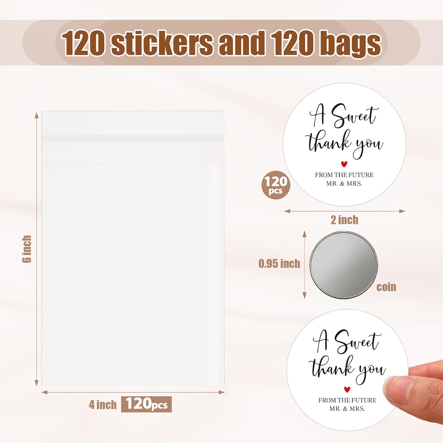 120 Sets A Sweet Thank You Stickers Sealing Cookie Bags image 2