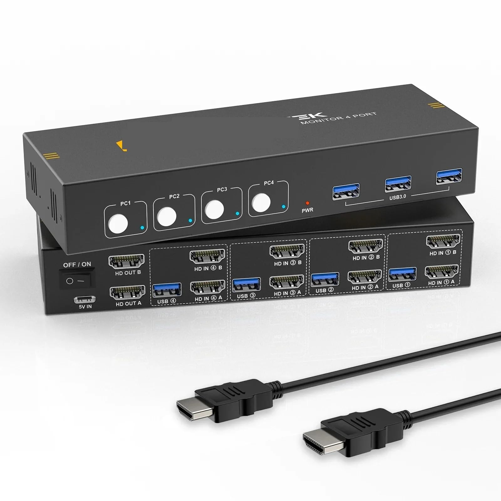 Dual Monitor 4K 60Hz KVM Switch, 4 USB 3.0, for 4 Computers Keyboard Video Mouse-image-22