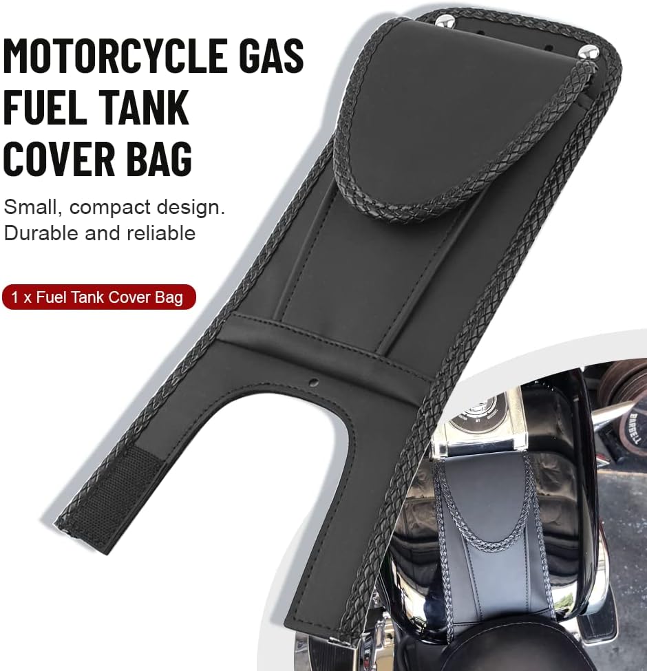 Three T Motorcycle Tank Bib with Pouch, Gas Tank Bra Cover Protector,Fit for Harley Davidson Softail Fat Boy Heritage FXST FXSTB FLST 2000–2017