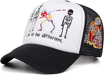 UMiCHOi Skeleton Dad Hat for Men Women Its ok to be Different. Baseball Caps Embroidery Trucker Hats Cute Hat Funny Cap