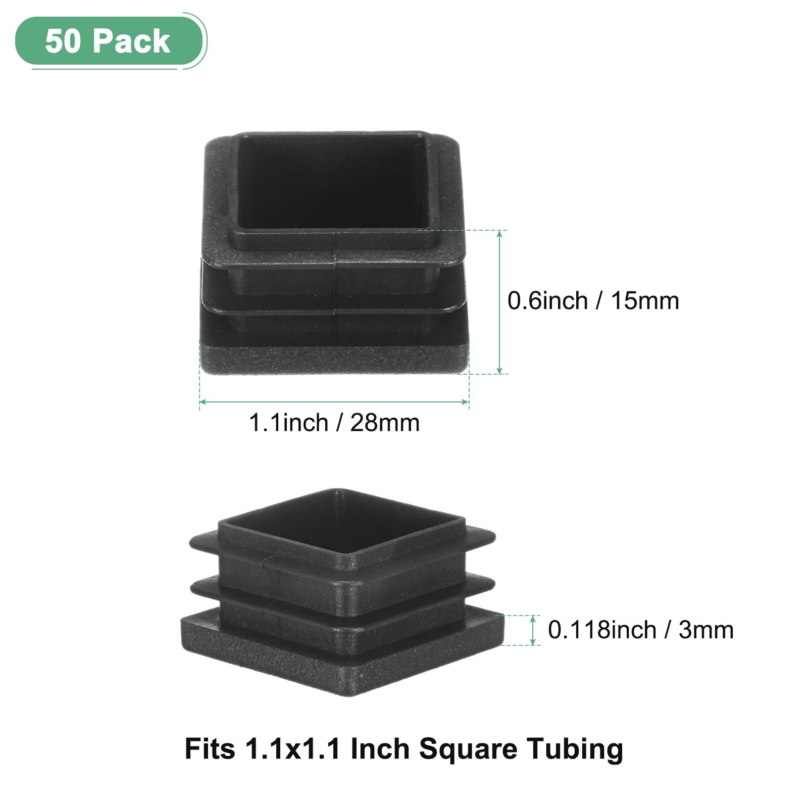 M METERXITY 50-Pack Square Tubing End Caps - Image 3