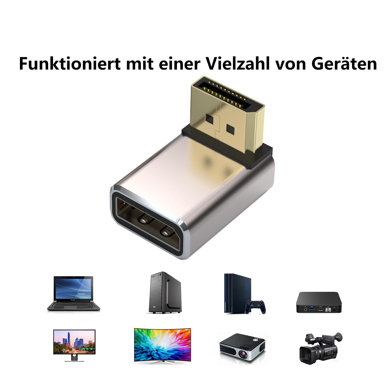 HLLYLL Set di 2 adattatori DisplayPort - 8 K @ 60 Hz UHD HDR