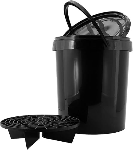 Seau Lavage de Voiture 15L Noir + Couvercle + Grit/Gri AutoStyle