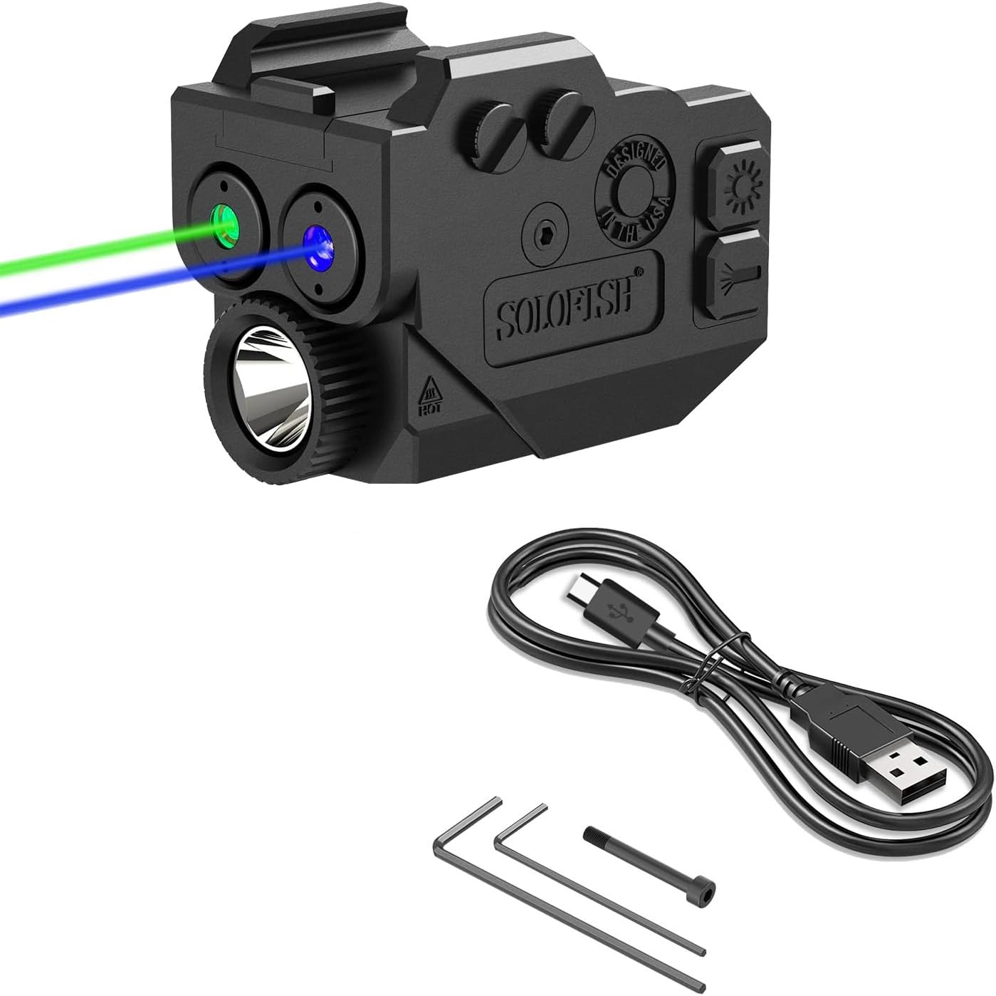 SOLOFISH Dual Blue Green Beam Combo, Bundle with USB-C Cable
